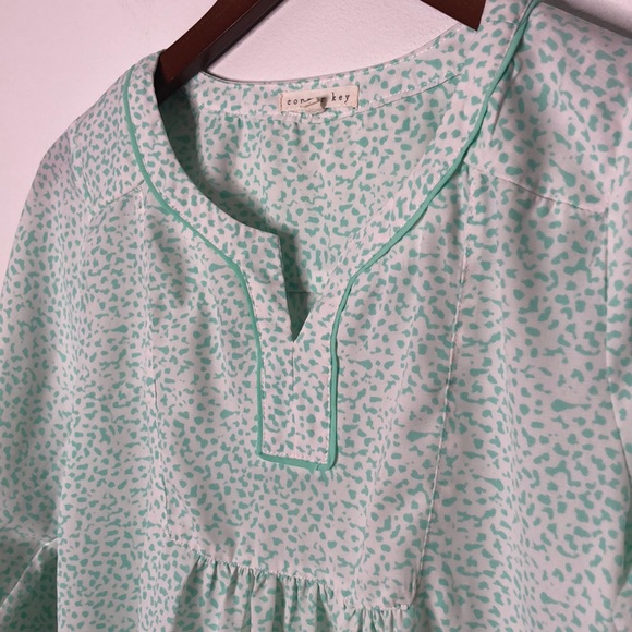 Copper Key Flowy Blouse White with Teal Dots XL - Picture 4 of 8